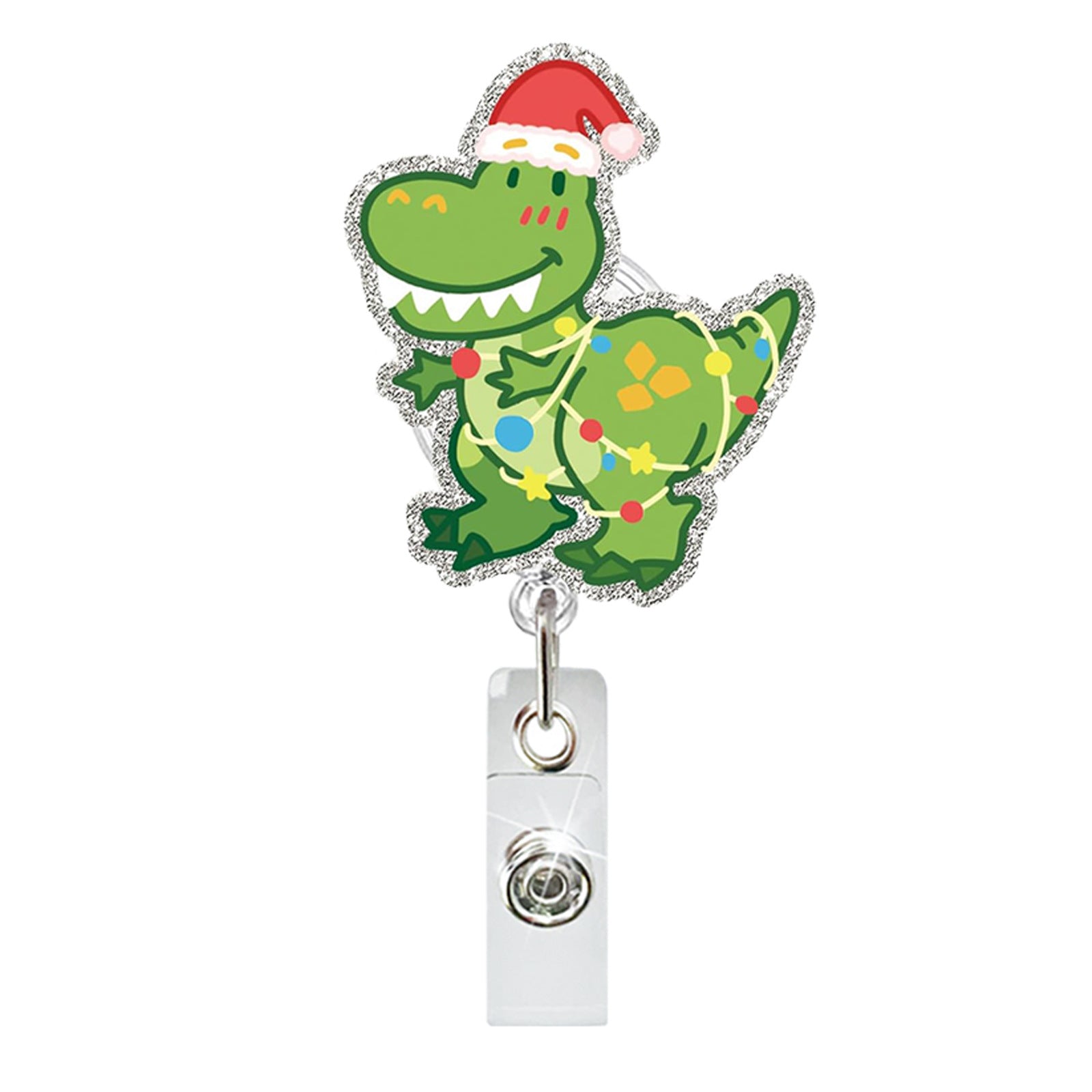 Wholesale Acrylic Christmas Lights Dog Dinosaur Black Cat Retractable Rotating Badge Keychain ACC-KC-QiDing029