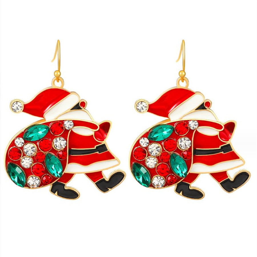Wholesale  Christmas  diamond dripping oil  earrings