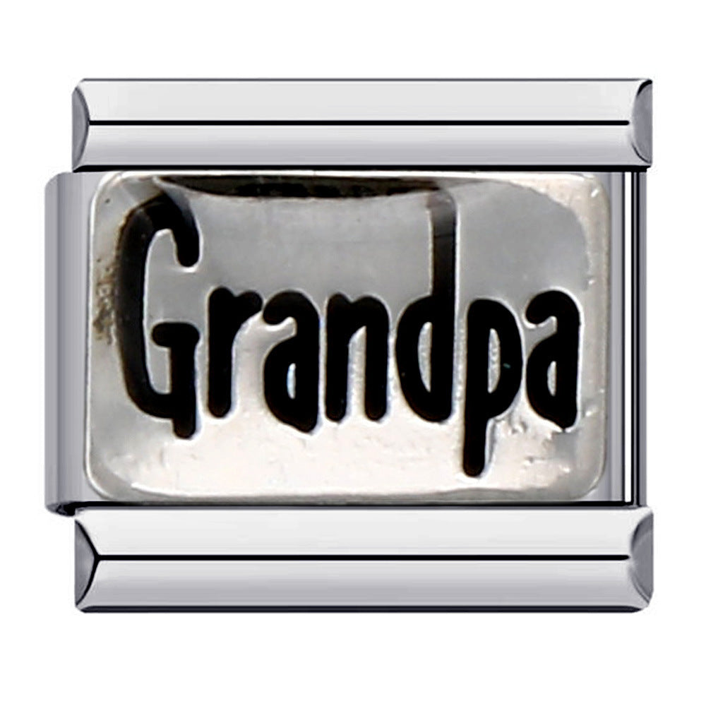 Wholesale Italian Charm Bracelet 9mm DIY Splicing Removable English Combination Stainless Steel Composable Bracelet