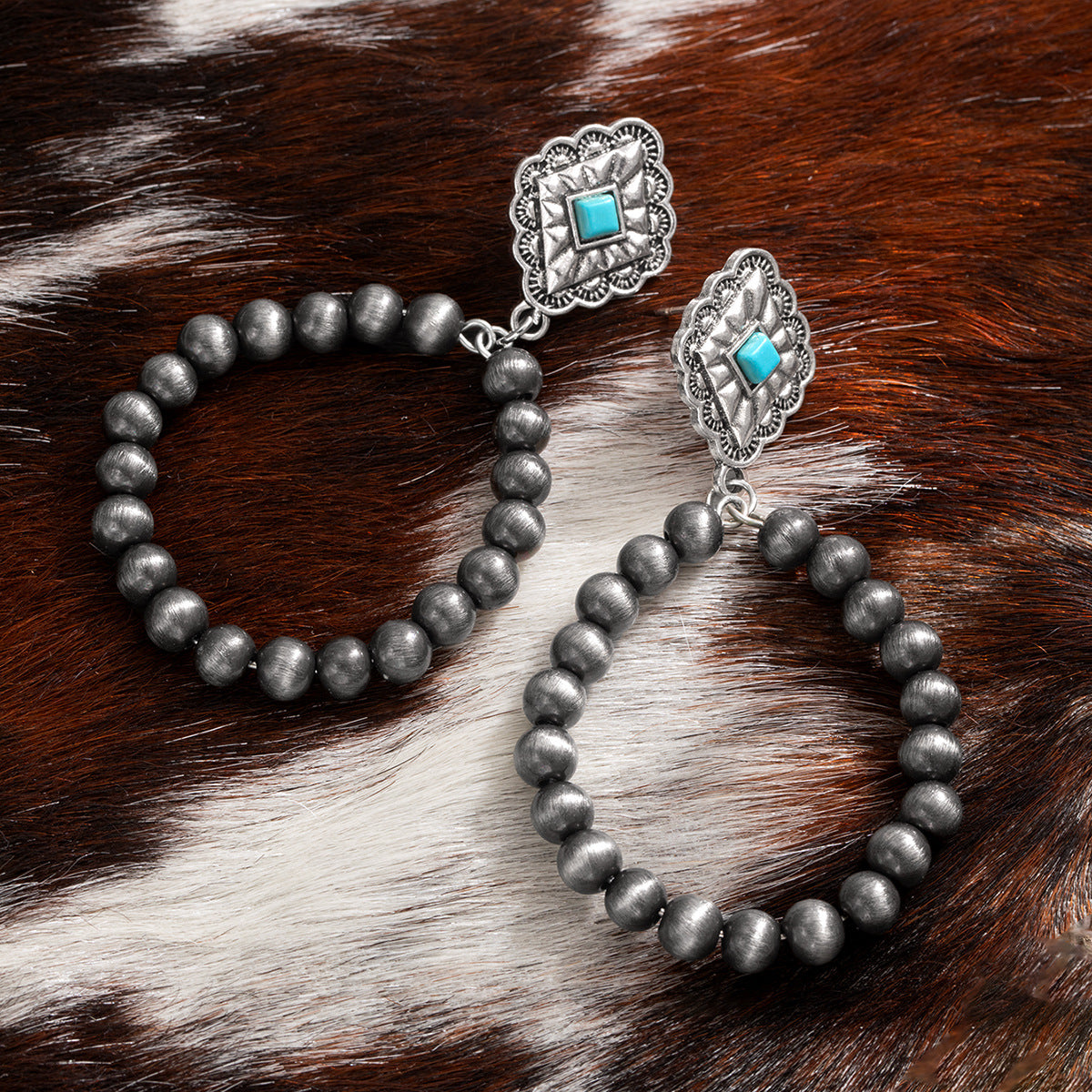 Wholesale Retro Ethnic Style Antique Silver Drop Pendant Earrings