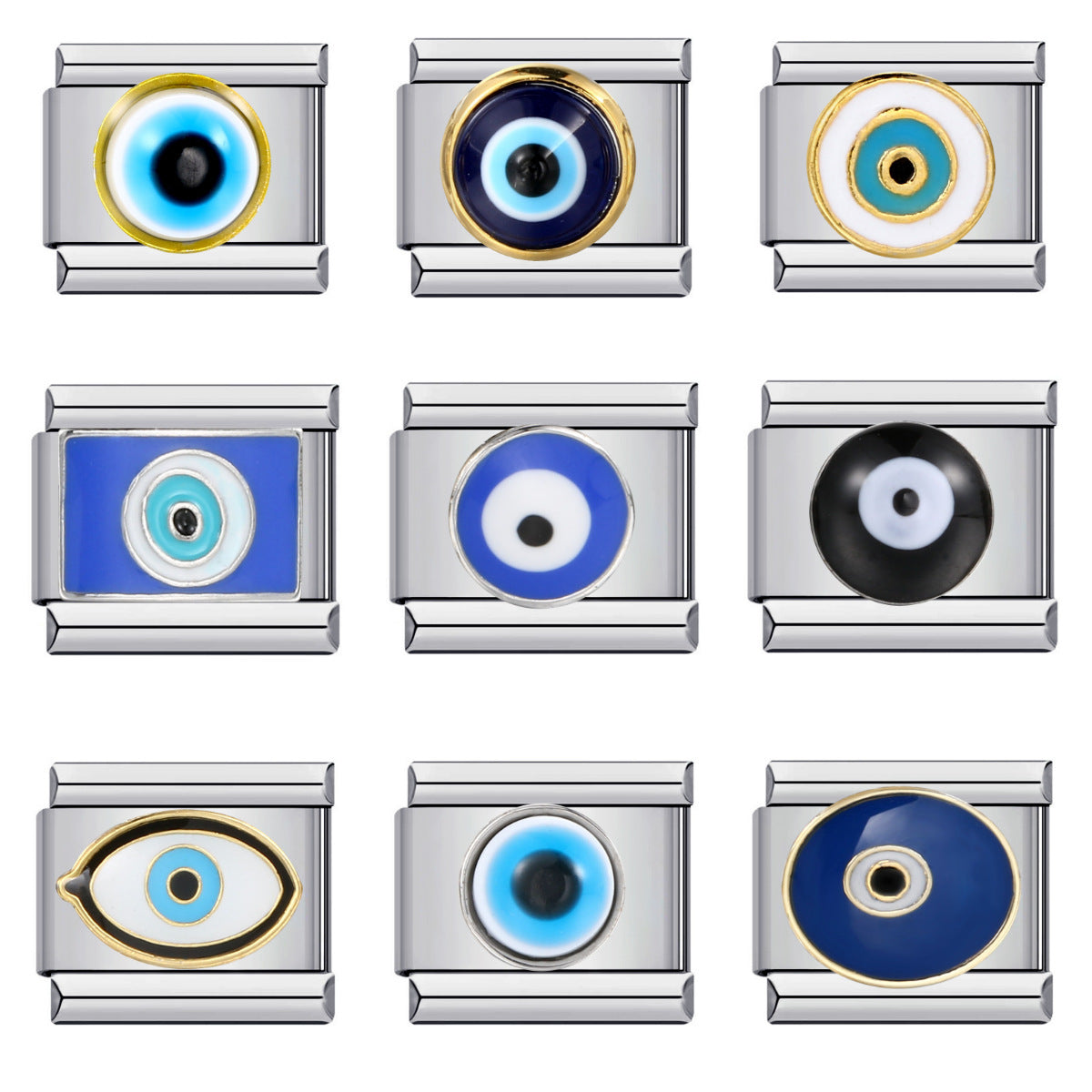 Wholesale Italian Evil Eye Modular Bracelet,  Stainless Steel Cartoon DIY Jewelry for Boutique Resale