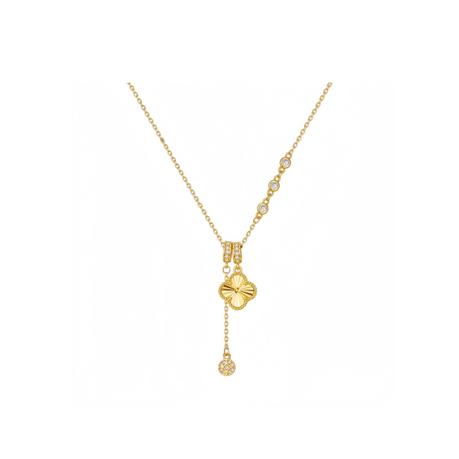 Wholesale Classic Laser Four-Leaf Clover Light Luxury Necklace