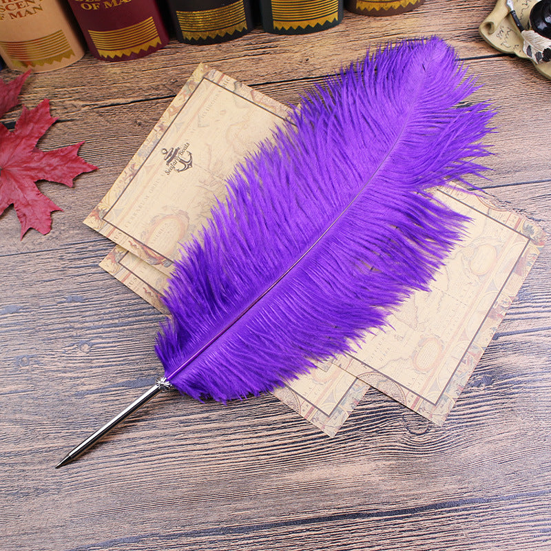 Wholesale  10pcs stationery feather pen ostrich pen ballpoint pen