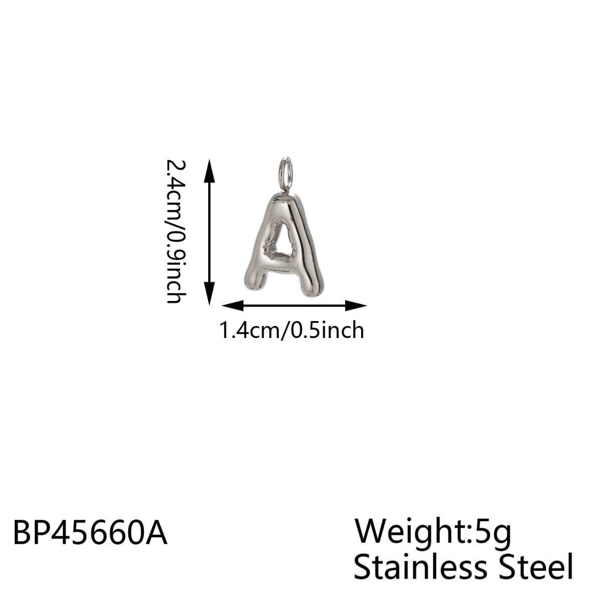 Wholesale Stainless steel bubble 26 letter pendant