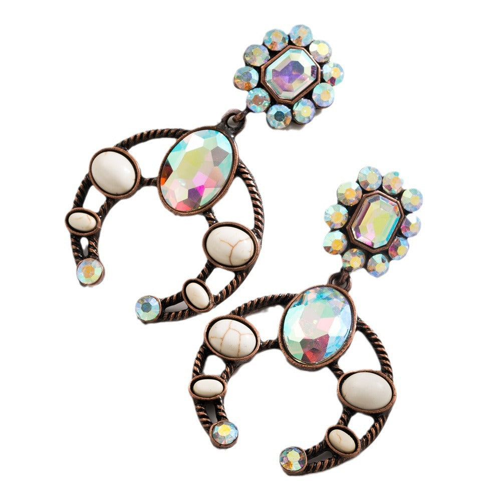 Wholesale Alloy Turquoise Geometric Drop Earrings Bohemian Style Fashion Accessory