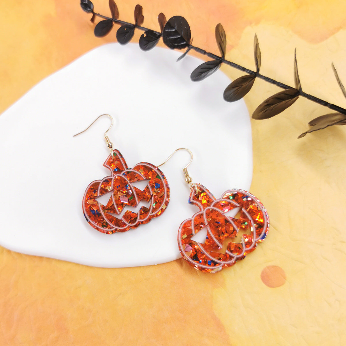 Wholesale  Acrylic Earrings Vintage Ghost Face Pumpkin  Earrings