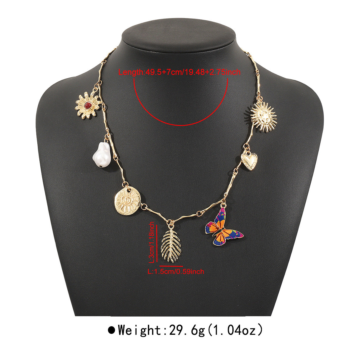 Wholesale butterfly flower multi-pendant necklace Retro simple design alloy necklace