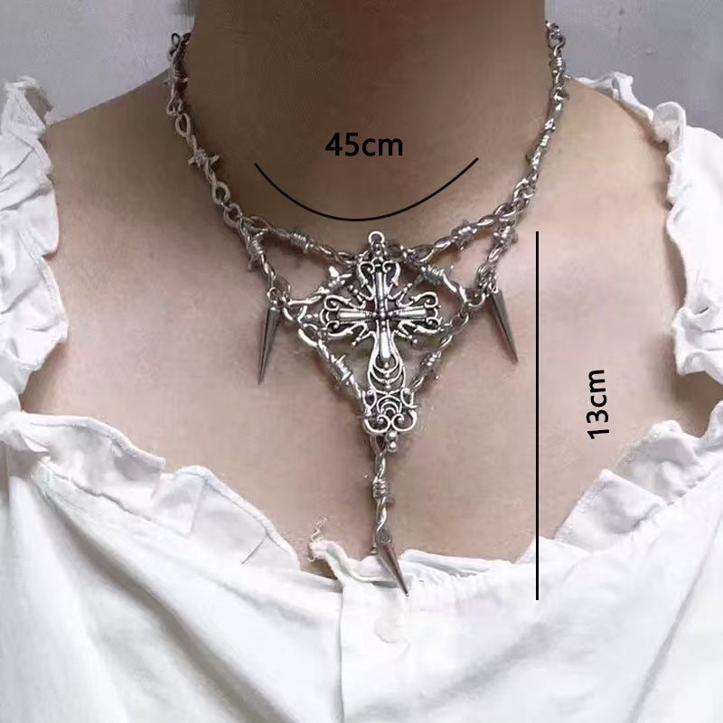 Wholesale Trendy Alloy Cross Pendant Necklace with Cross Chain for Hip Hop Party - Jewelry Accessory