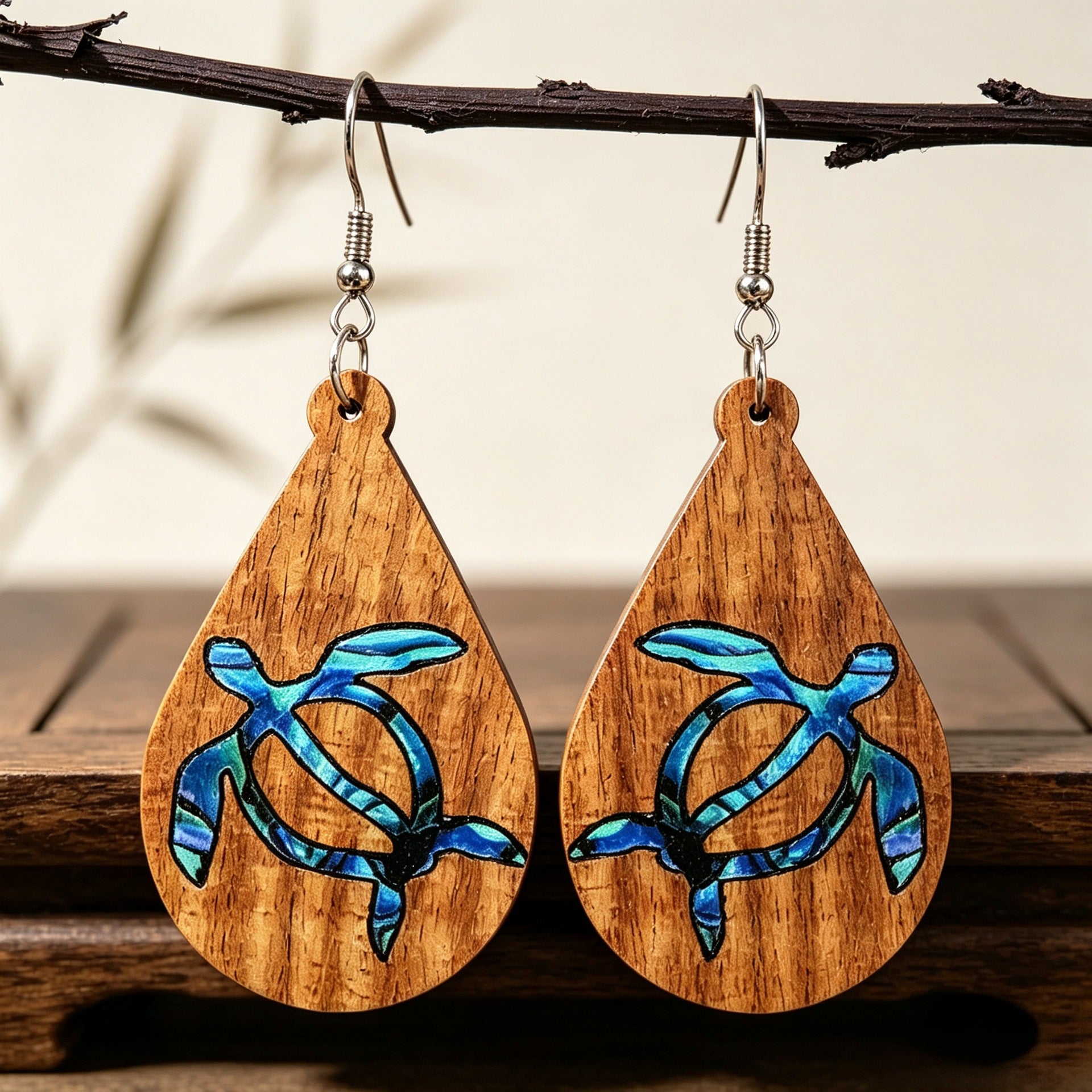 Wholesale Hawaiian Turtle Wooden Earrings Ocean Beach Vacation Style Casual Fashion Jewelry Accessory Gift