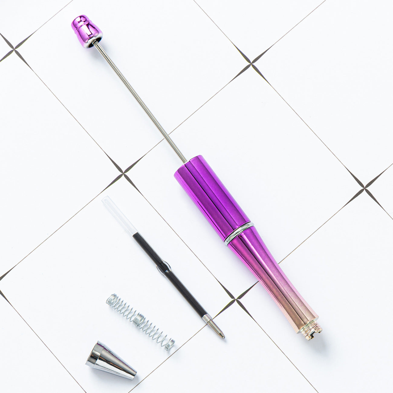 Wholesale DIY Beadable Pens UV Plating Plastic Ballpoint Pen