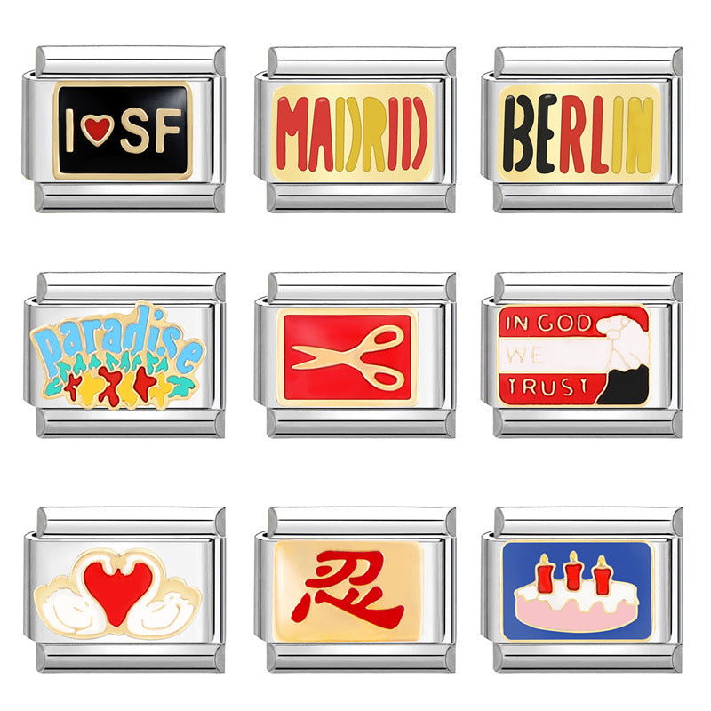 Wholesale Italian Charm Bracelet 9mm DIY Splicing Removable Stainless Steel Composable Bracelet