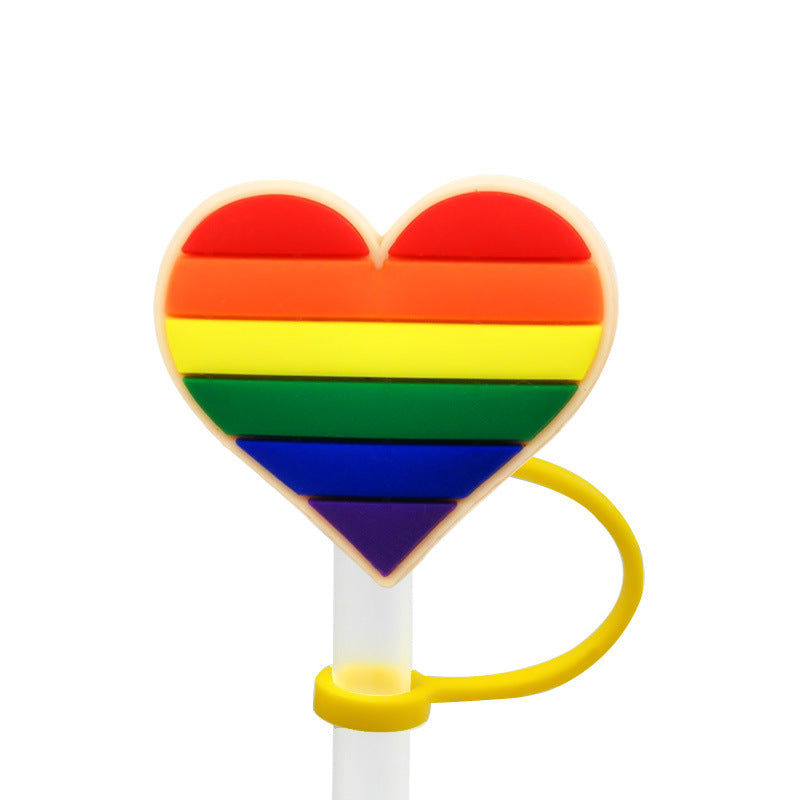 Wholesale 10PCS 7-8mm PVC Rainbow LGBT Straw Tube Cap
