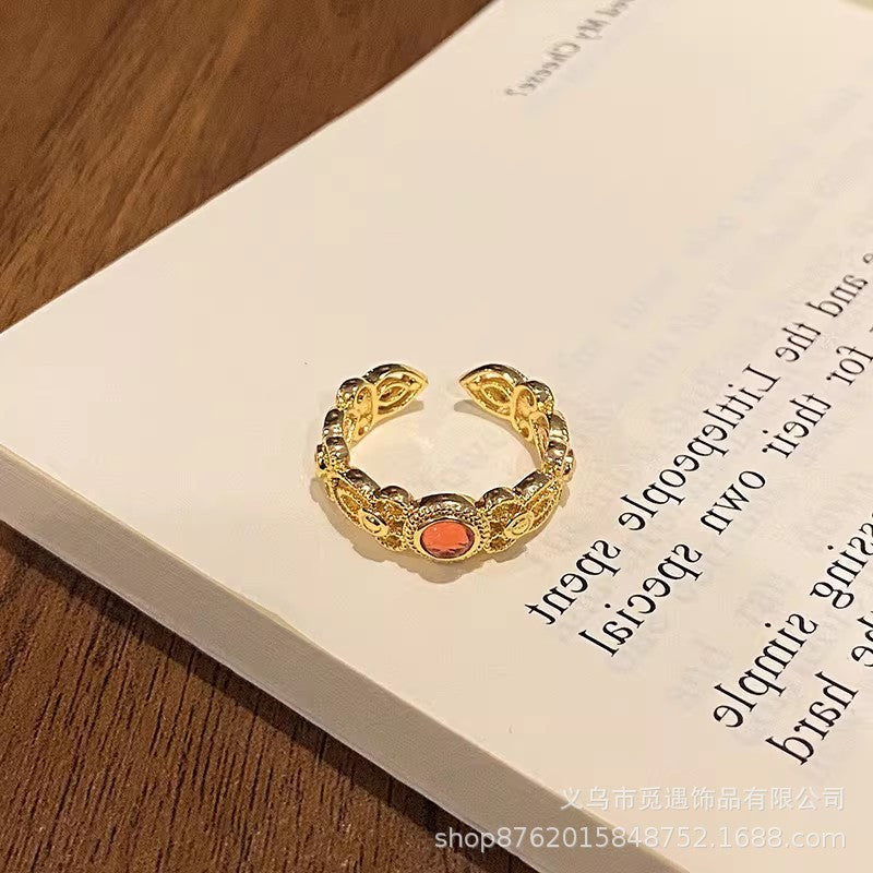 Wholesale Four-Leaf Flower Open Ring,  New Chinese Style Retro Design,  Trendy Jewelry Accessory for Women