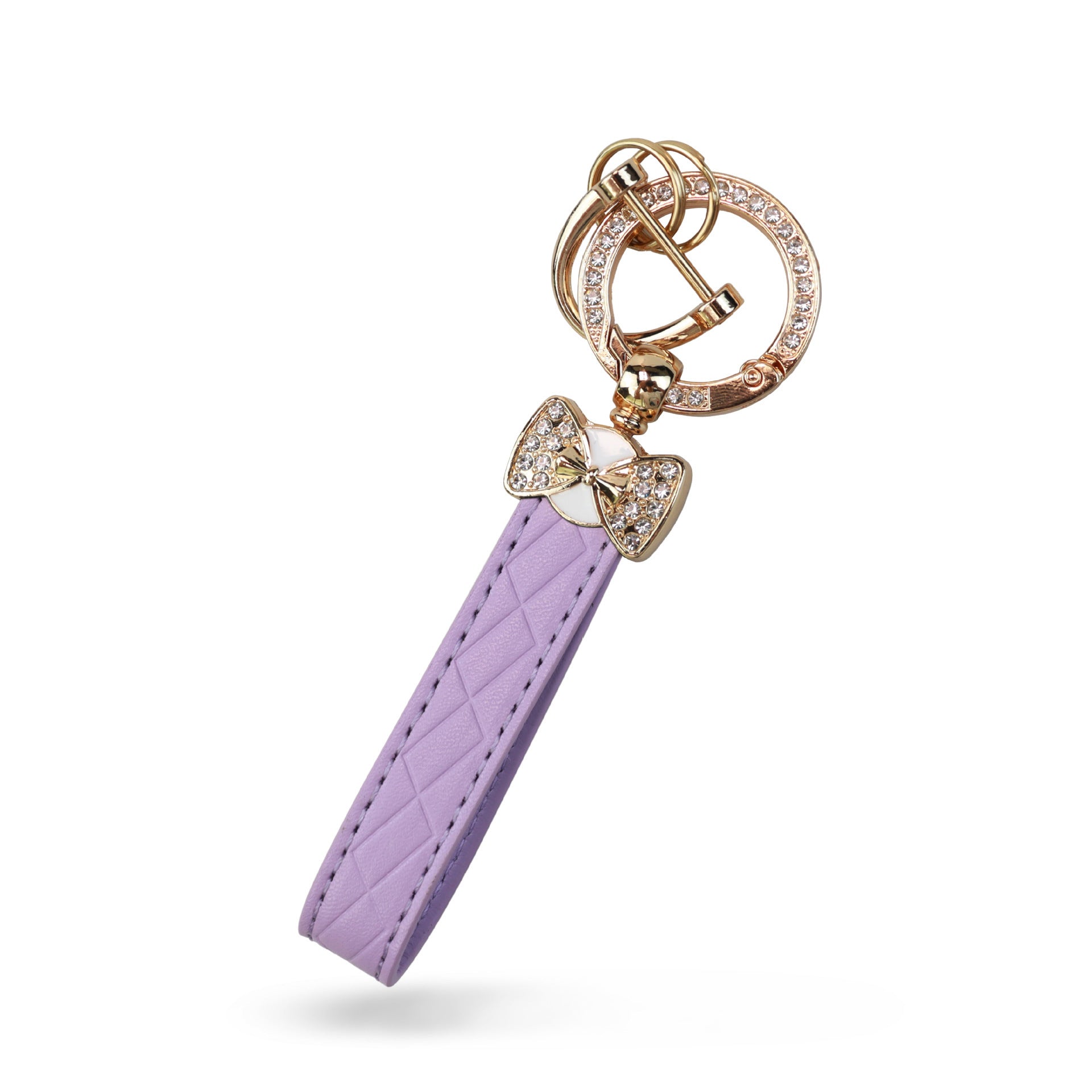 Wholesale Zinc Alloy Leather Rhinestone Butterfly Keychain - Stylish Car Key Accessory for Gifts