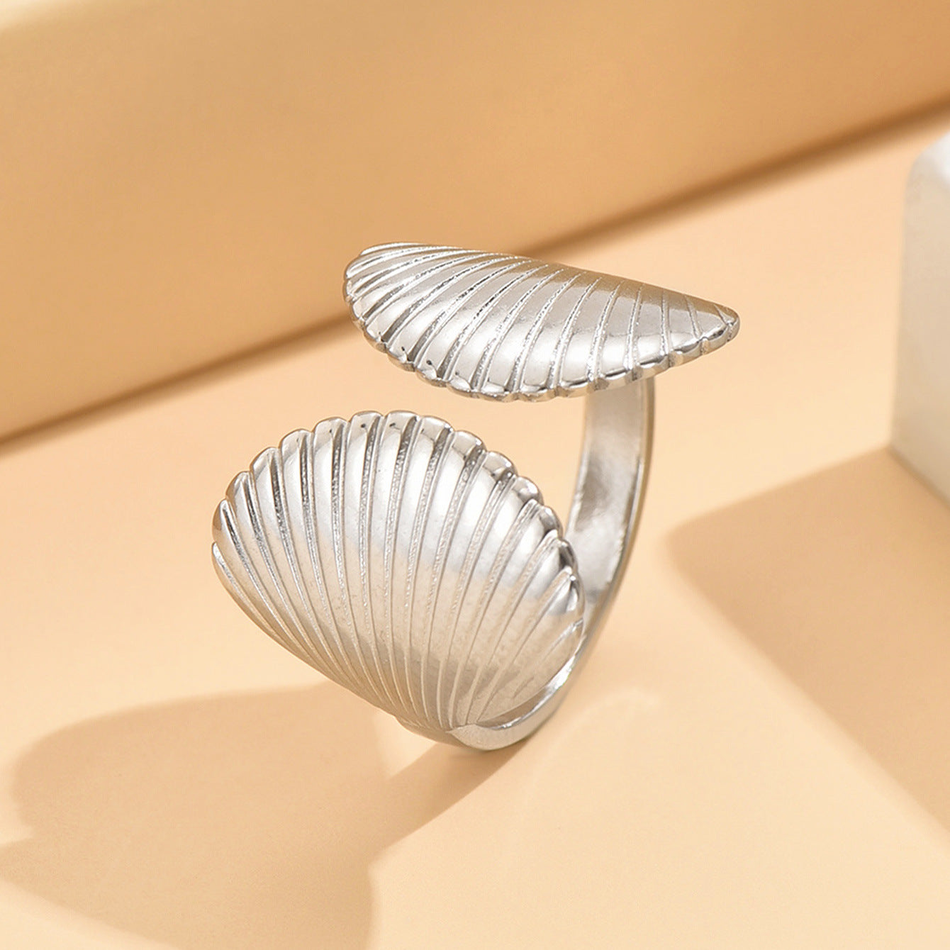 Wholesale Holiday Style Shell Starfish Open Adjustable Stainless Steel Ring ACC-RS-MiYi003