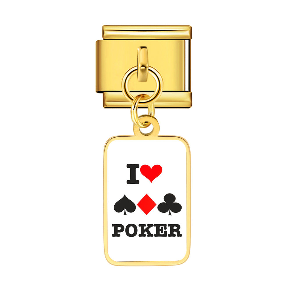 Wholesale Trendy Playing Card Pendant Stainless Steel Bracelet Fashion Accessory For Boutique Resale
