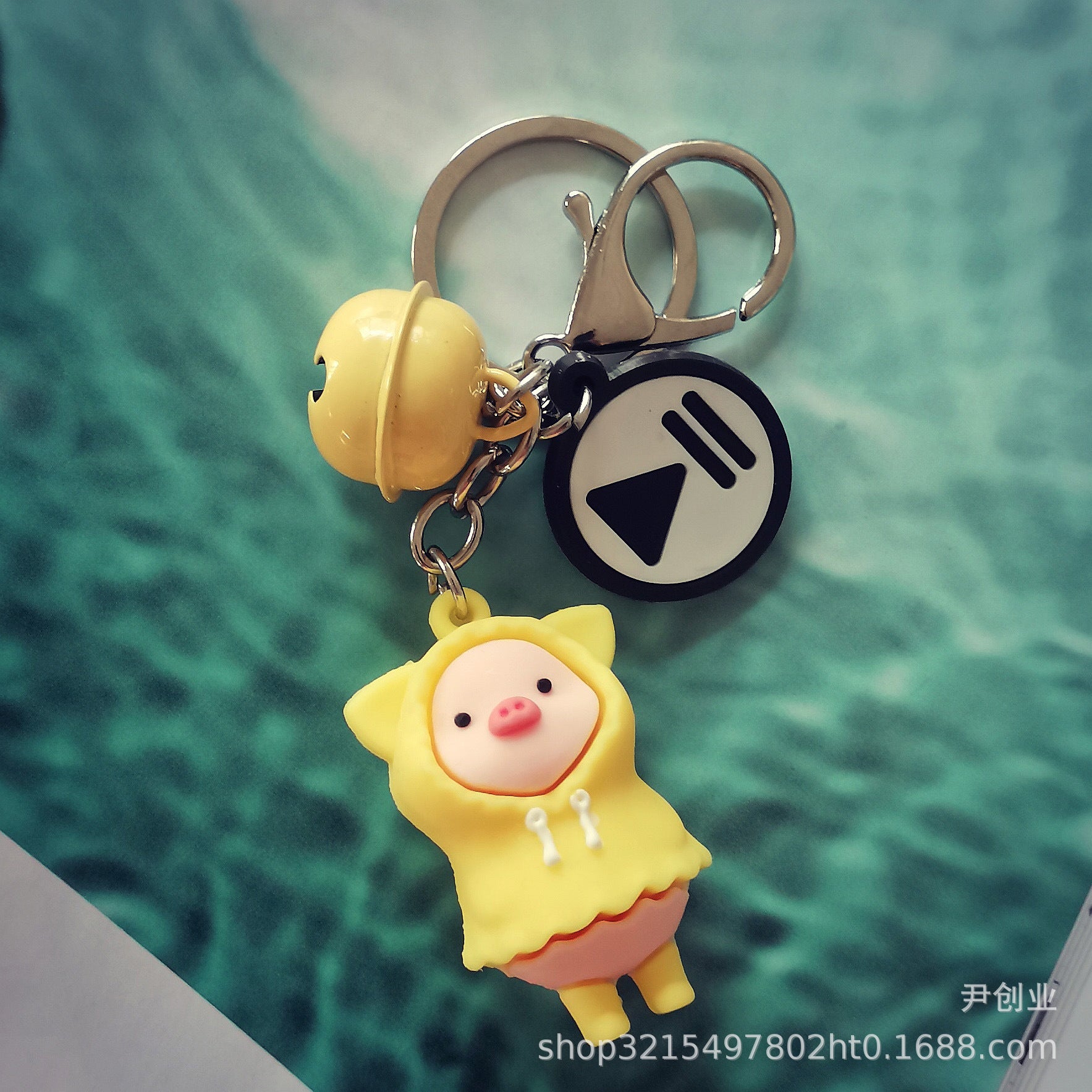 Wholesale Cute Cartoon Raincoat Pig Silicone Keychain DIY Doll Bag ACC-KC-YCY006