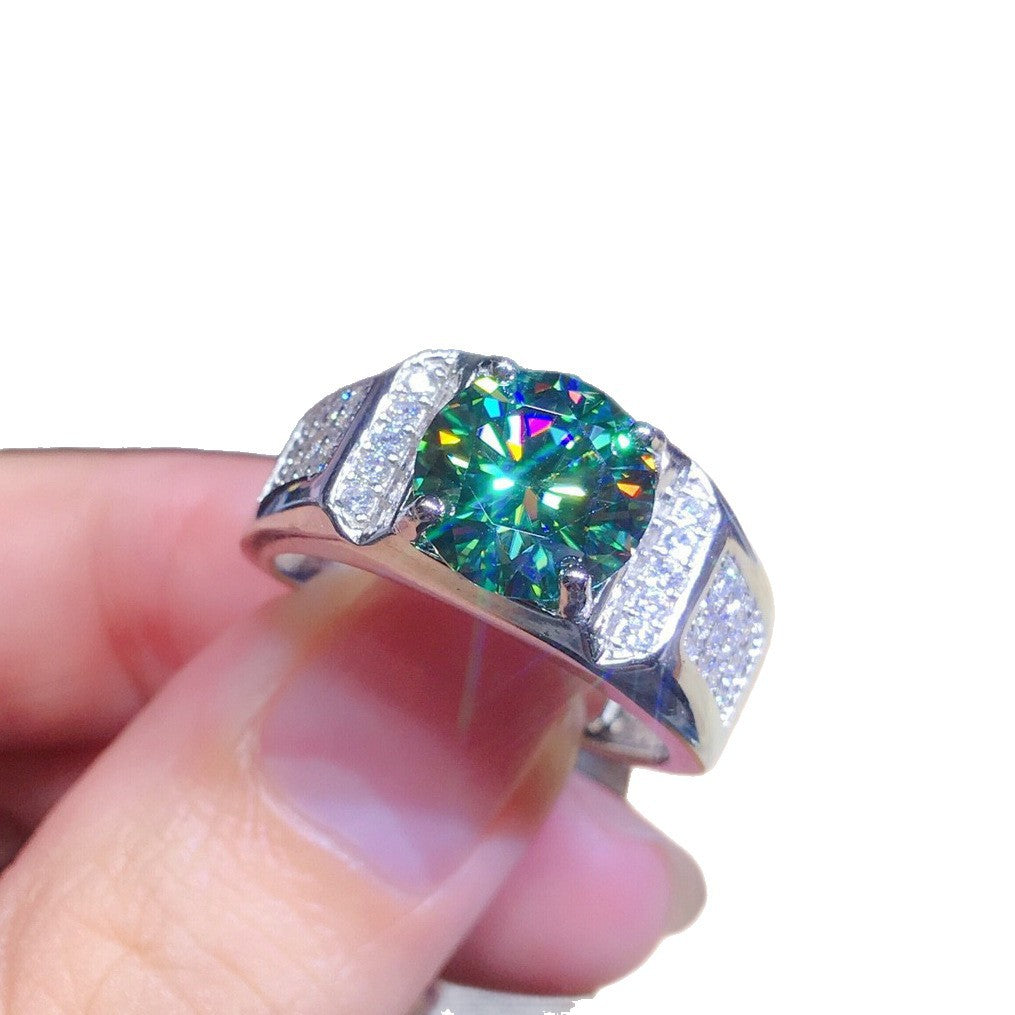 Wholesale Fashion Adjustable Open Ring Blue-Green Stone Geometric Shape Jewelry Accessory