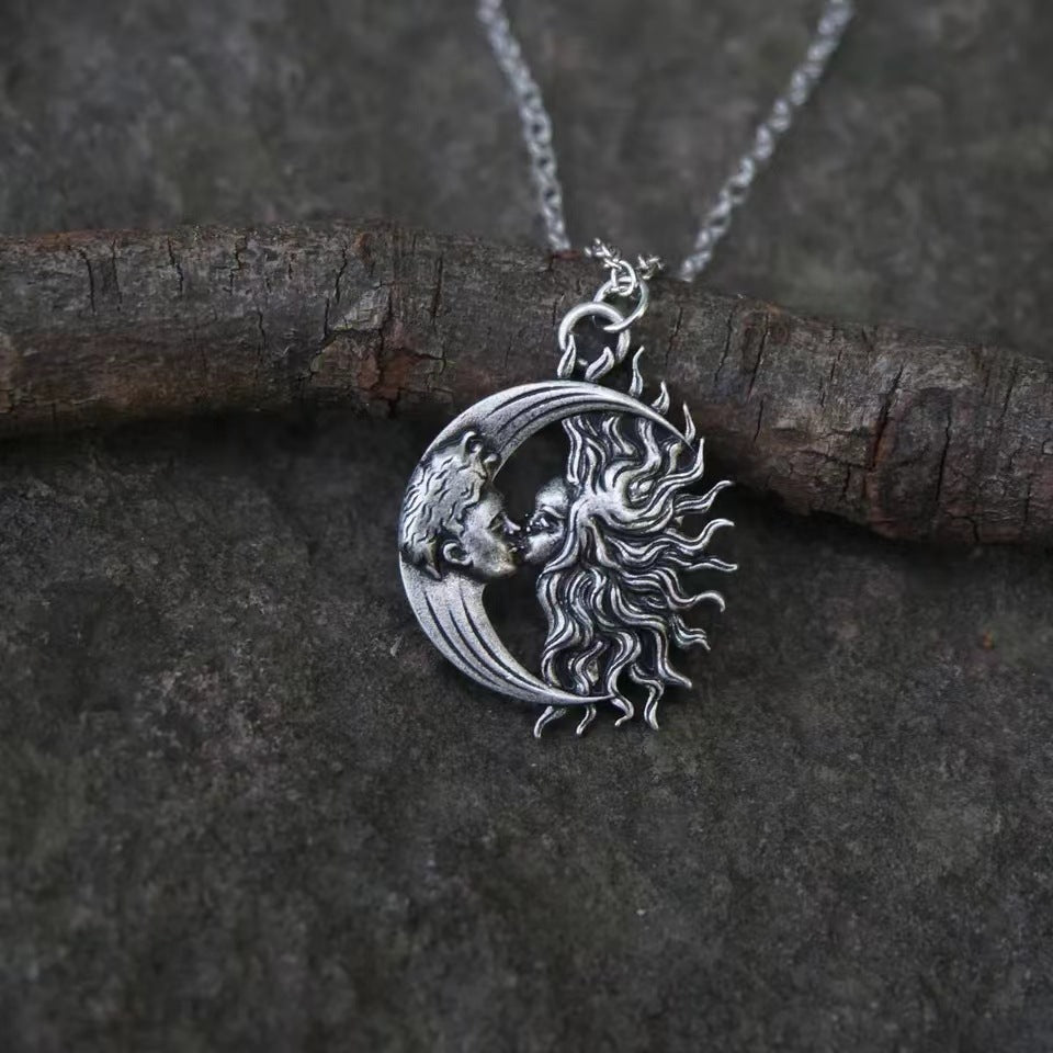 Wholesale Vintage Sun and Moon Kiss Valentine's Day Necklace
