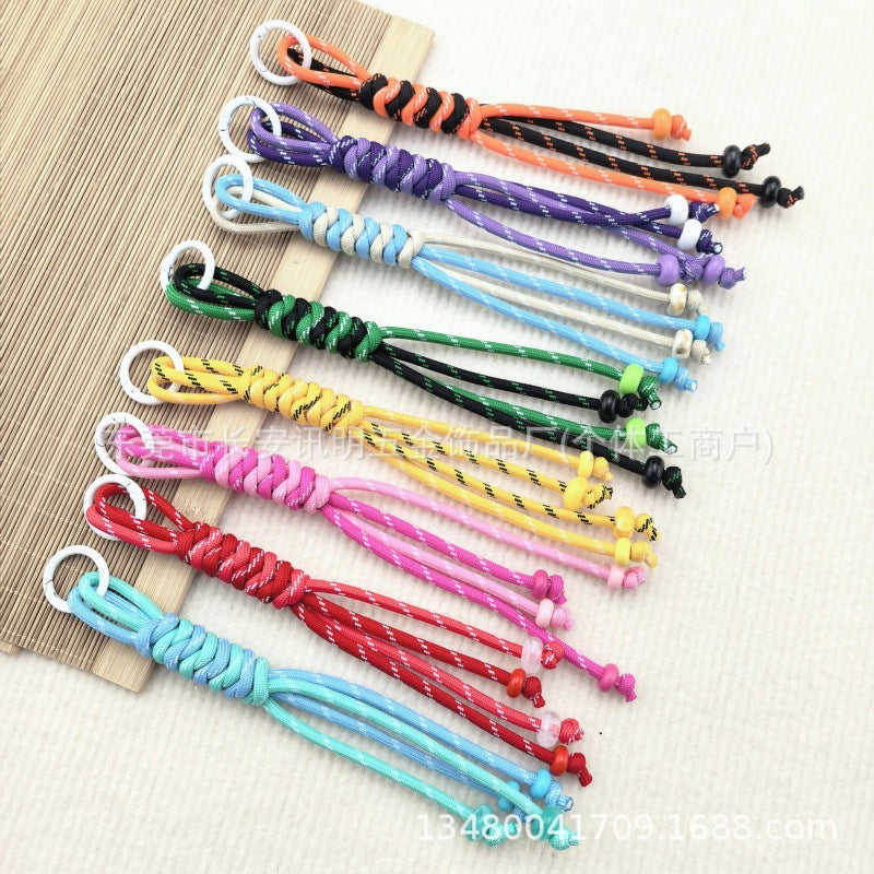 Wholesale Trendy Hand Knitted Contrast Color Keychain Lanyard Polyester Car Key Accessory