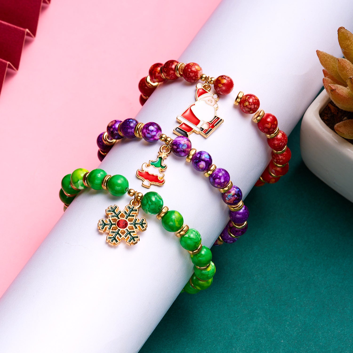 Wholesale  Christmas Festival bracelet three-pack Christmas tree  bracelet