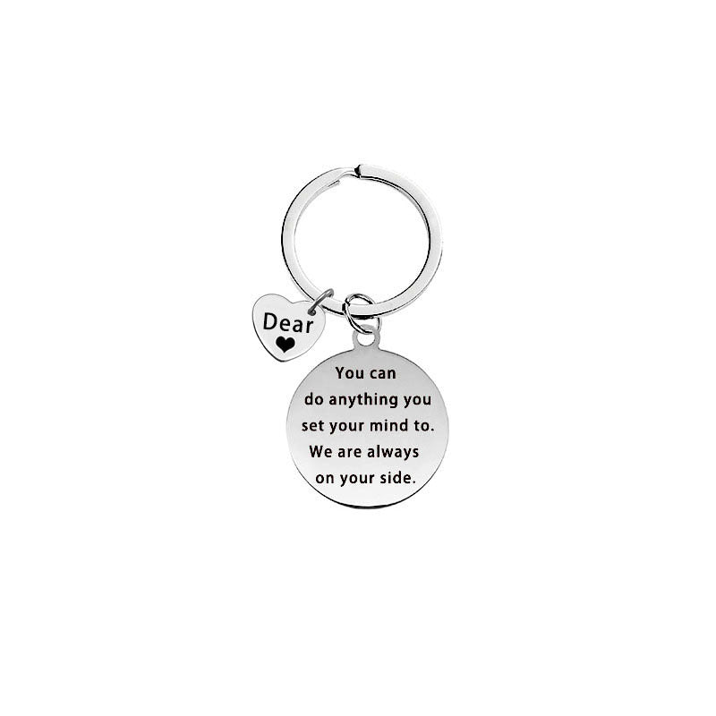 Wholesale Stainless Steel Double Sided Engraved Inspirational Keychain Gift For Couples And Family Creative Fashion Accessory