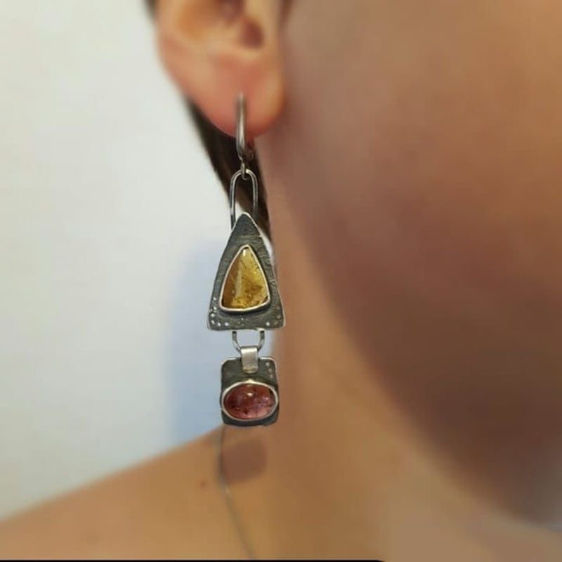 Wholesale Vintage Geometric Triangle Metal Pendant Earrings