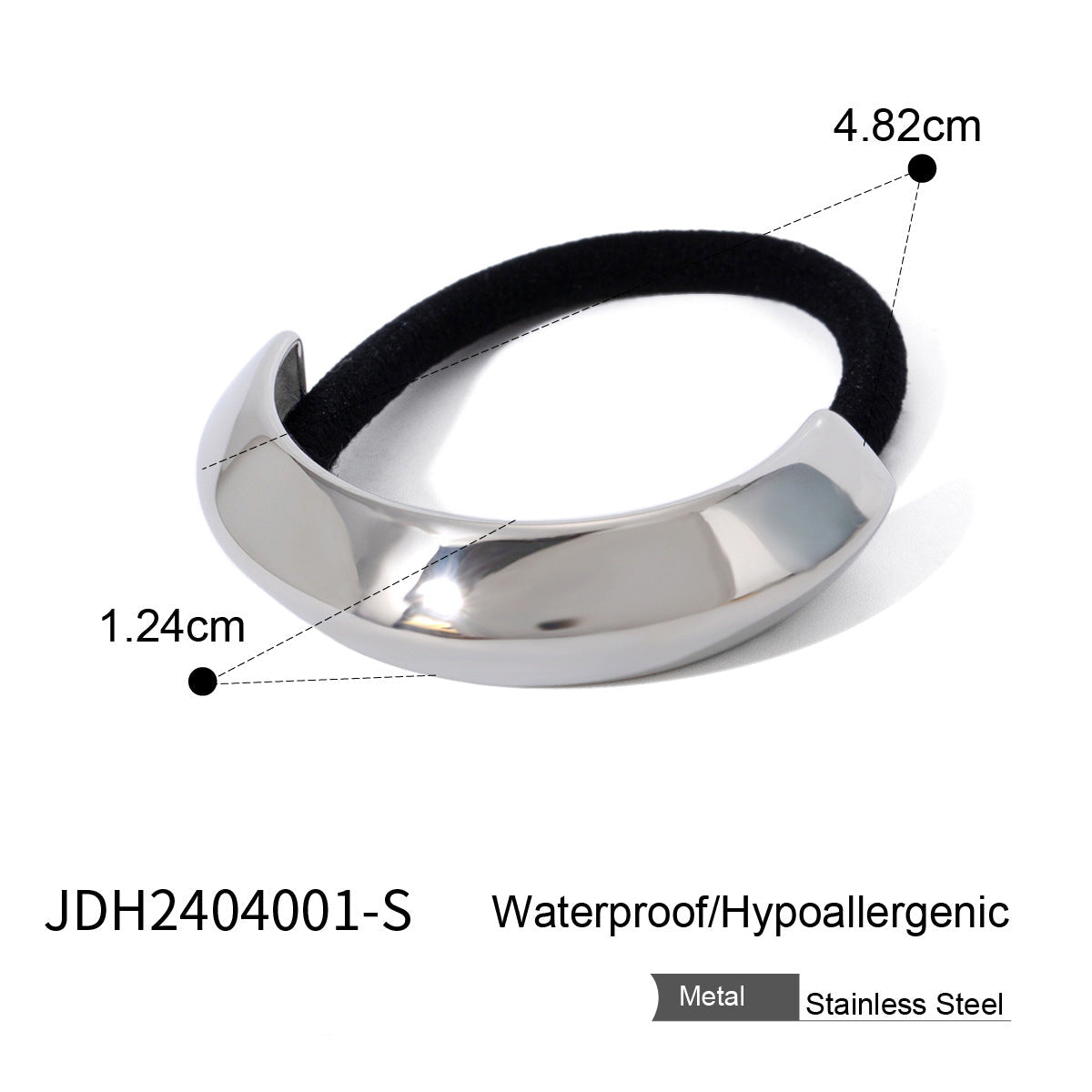 Wholesale stainless steel smooth hair rope black rubber band hair ring high