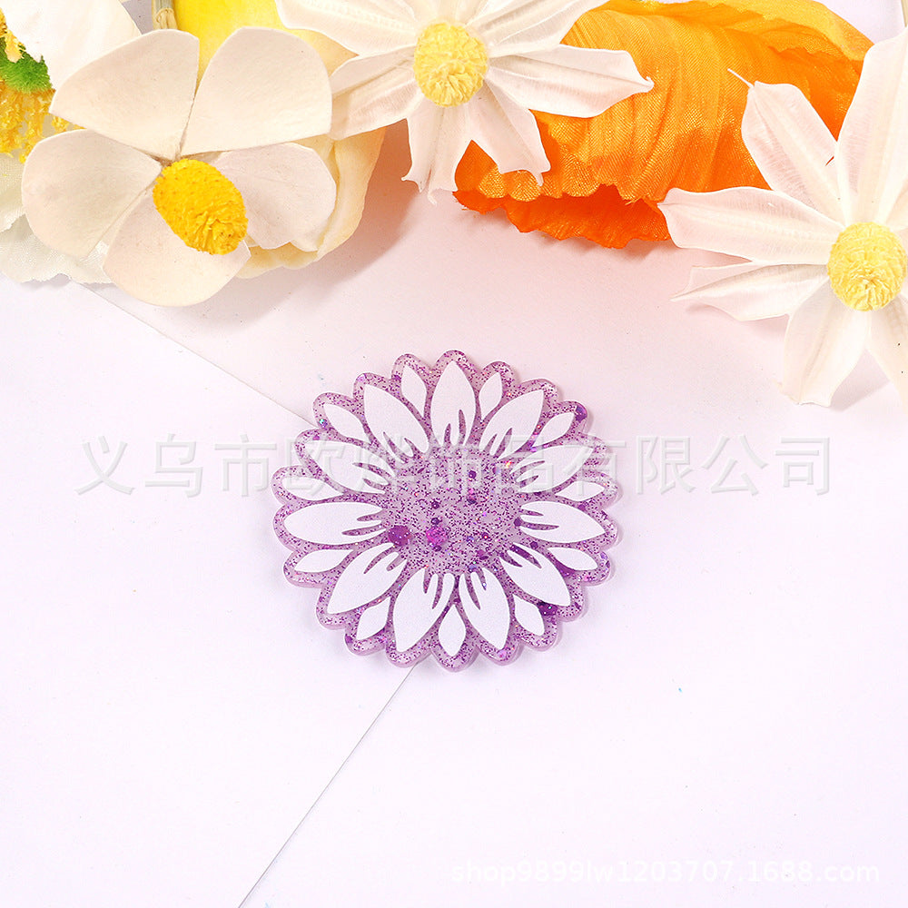 Wholesale 10PCS DIY Acrylic Loose Powder Flower Series Brooch Flatback