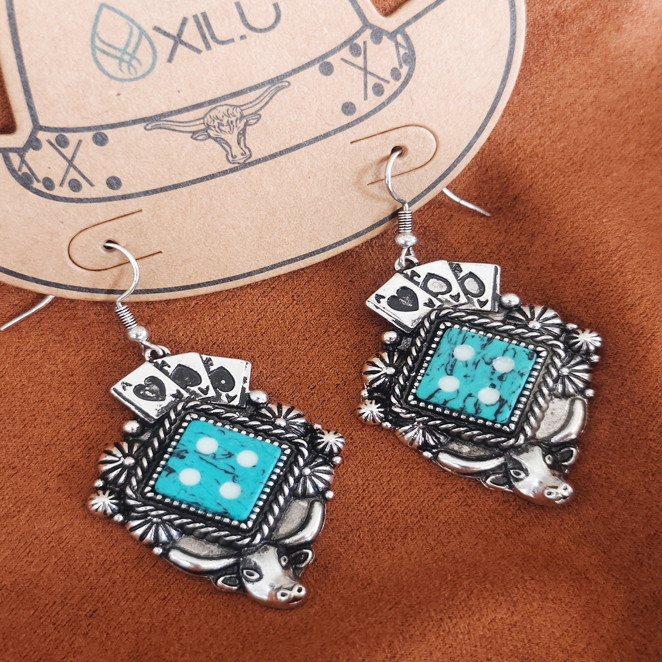 Wholesale Boho Heart Turquoise Pendant Necklace And Earrings Set Retro Gold Tone Fashion Jewelry Accessory For Party And Gift