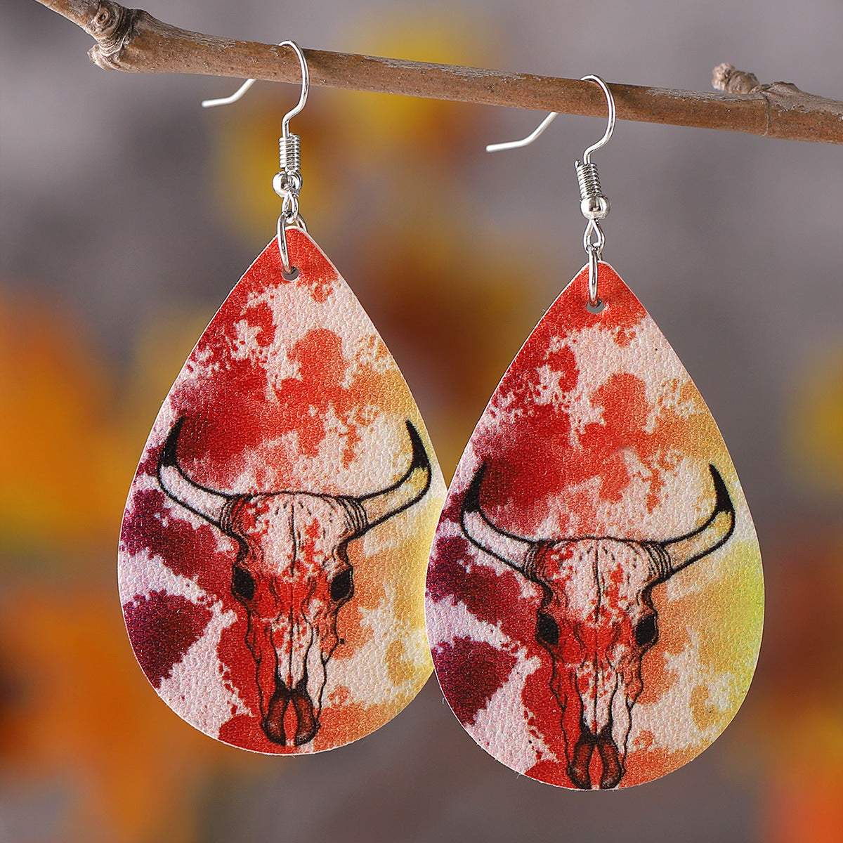 Wholesale Western Style Bull Head Sunflower Leopard Print Party Earrings ACC-ES-ChuLian126