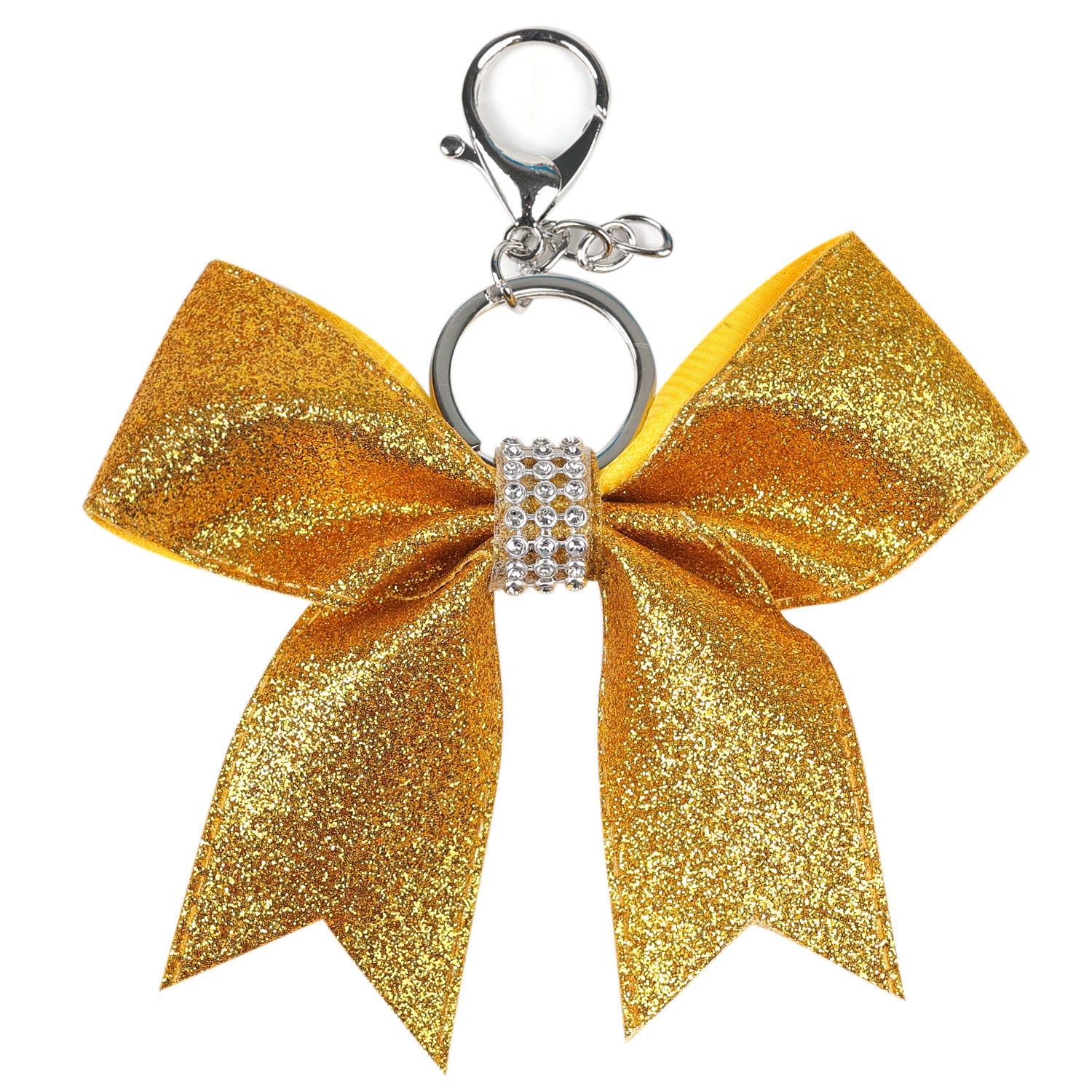 Wholesale bow accessories pendant solid color glitter leather keychain rhinestone sapphire blue