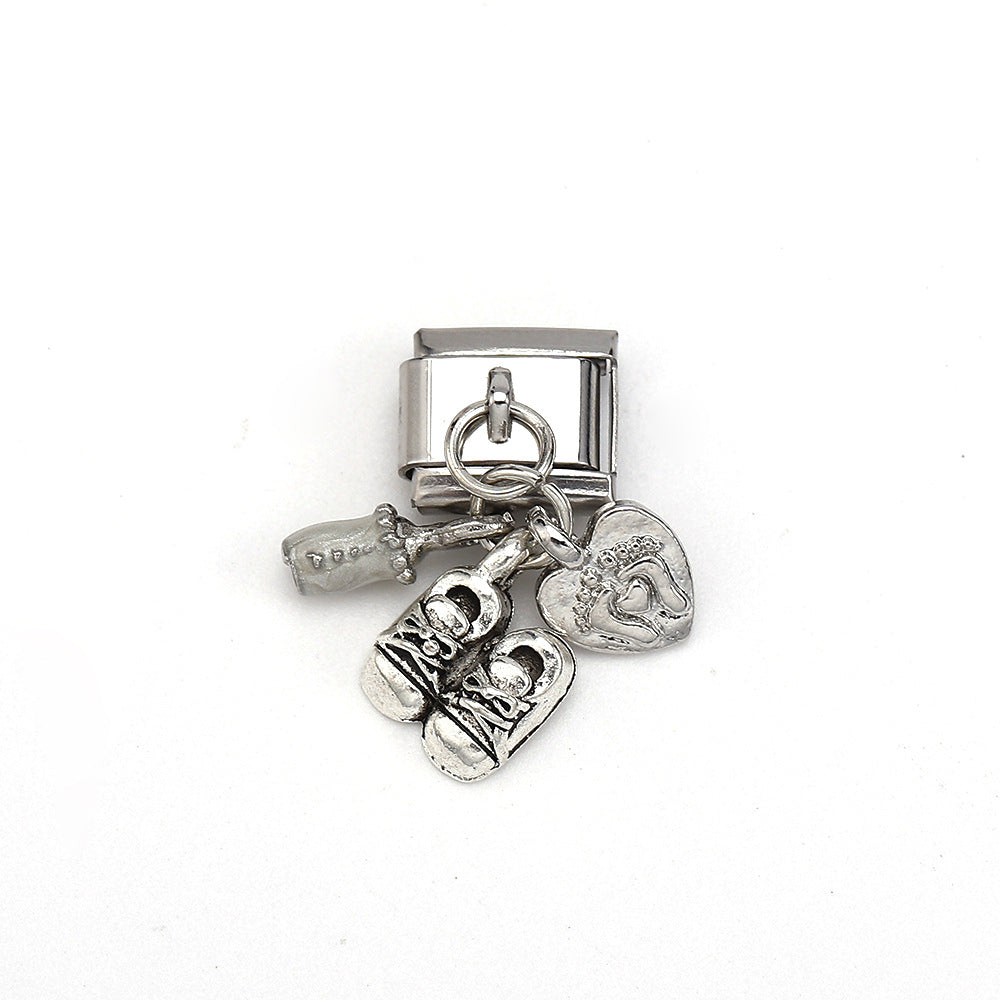 Wholesale 5pcs Italian Charm Bracelet 9mm DIY Splicing Colorful Pendant Stainless Steel Composable Bracelet