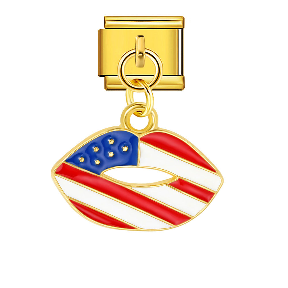 Wholesale  Italian Charm Bracelet 9mm DIY Independence Day Creative Stainless Steel Composable Bracelet