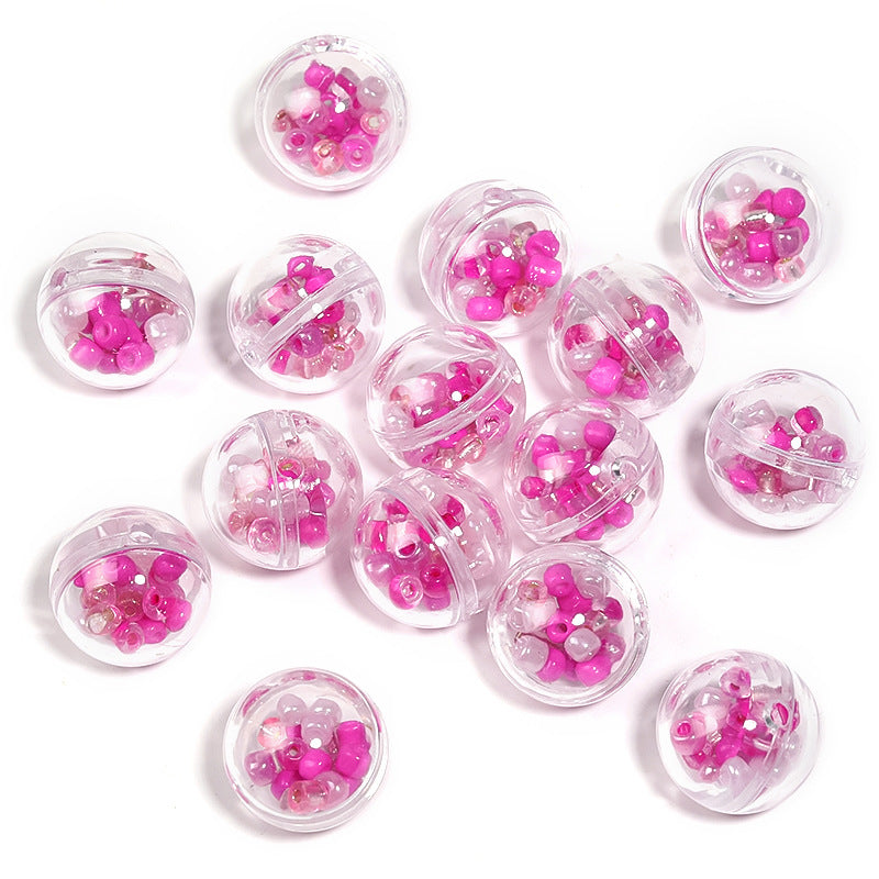 Wholesale 25pcs Filled Bubble Ball Round Beads Plastic Through Hole Beads Diy Accessories ACC-BDS-BLG071