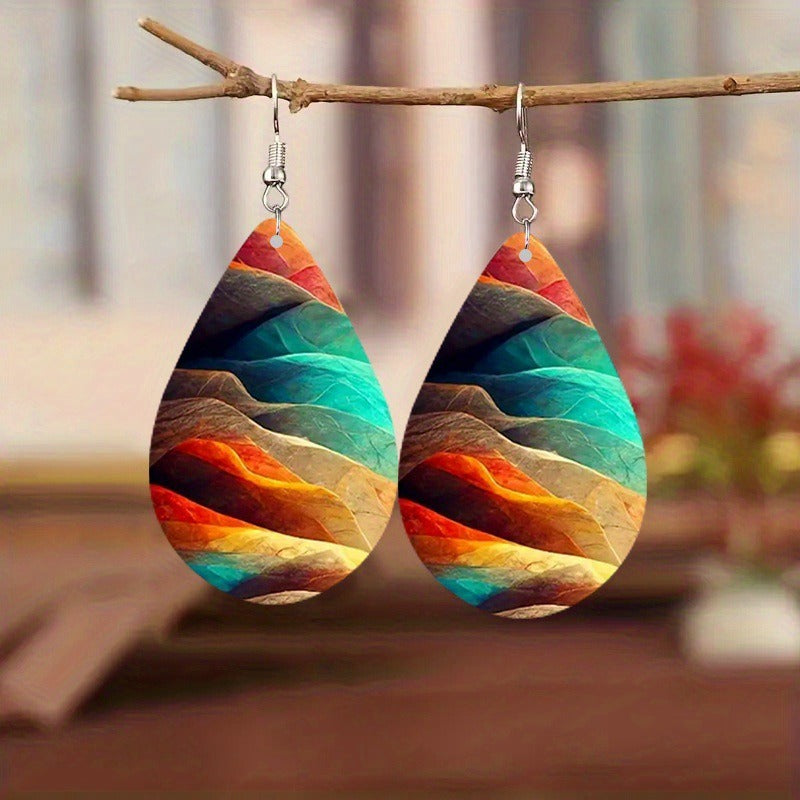Wholesale Retro Bohemian Exaggerated Creative Popular Color Pattern Drop Earrings