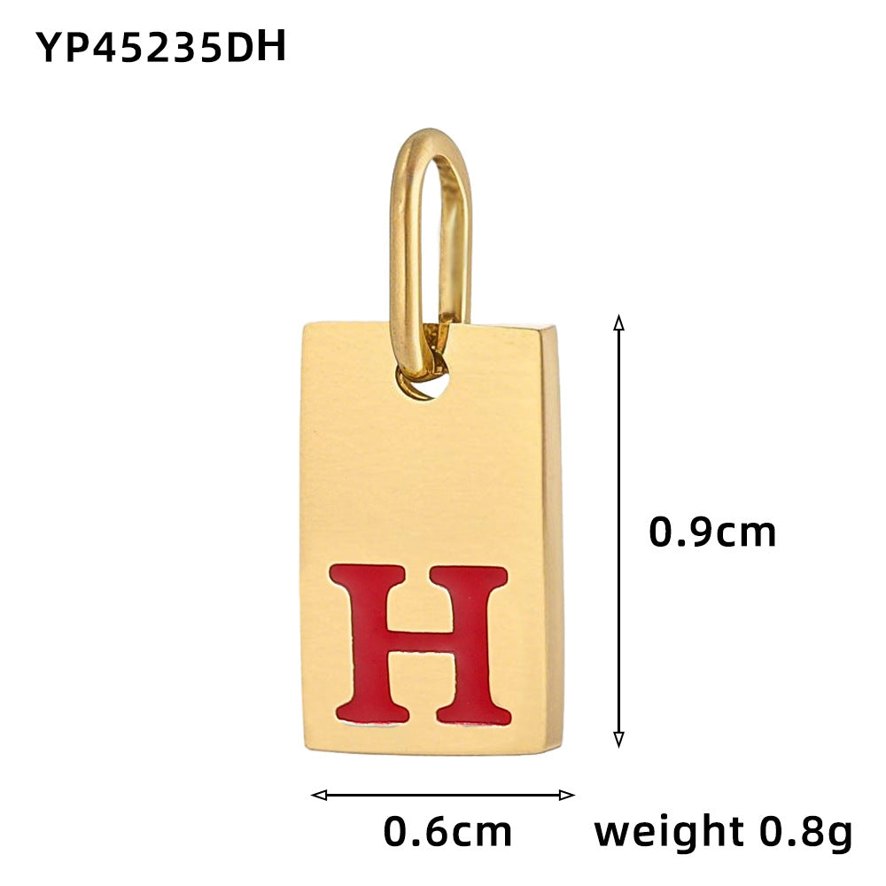Wholesale 26 oil drops English letters stainless steel gold-plated DIY pendant