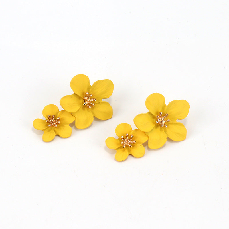 Wholesale Multicolor Double Flower Earrings