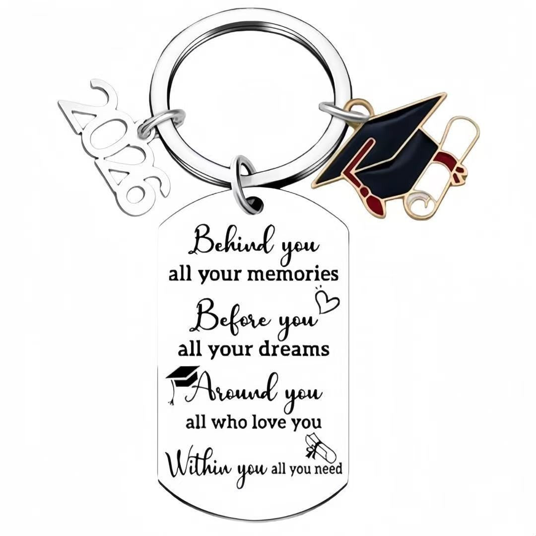 Wholesale Inspirational Dog Tag Keychain Stainless Steel Graduation Gift Fashion Accessory