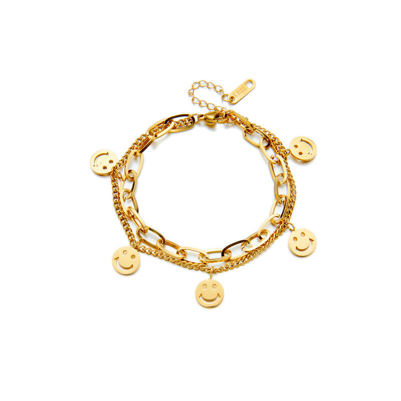 Wholesale Mix and Match Stacking Round Smiley Face Pendant Titanium Steel Bracelets ACC-BT-QianYue002