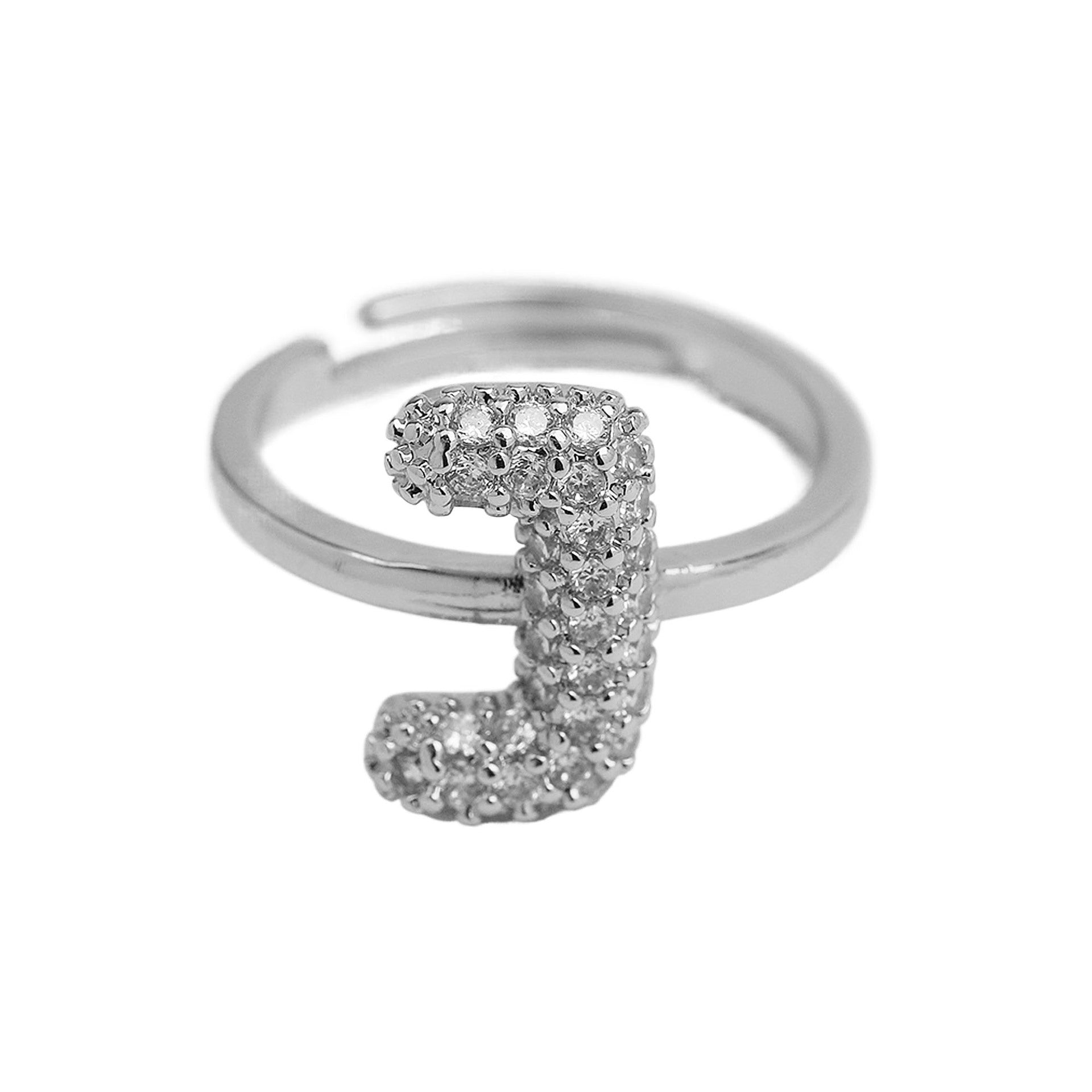Wholesale  white gold balloon bubble cute 26 English letters open ring