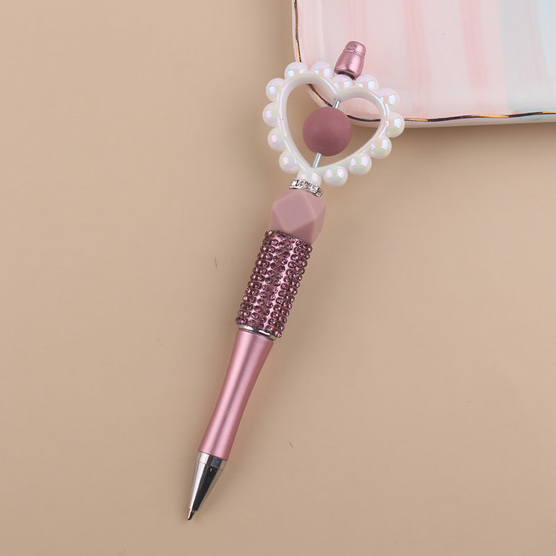 Wholesale  Diamond plastic love beaded pen  ballpoint pen color plastic pen