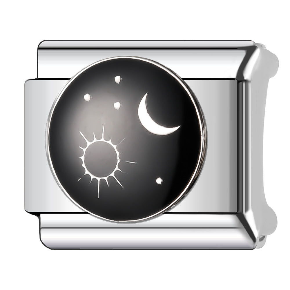 Wholesale Italian Charm Bracelet 9mm DIY Splicing Sun and Star Series Stainless Steel Composable Bracelet