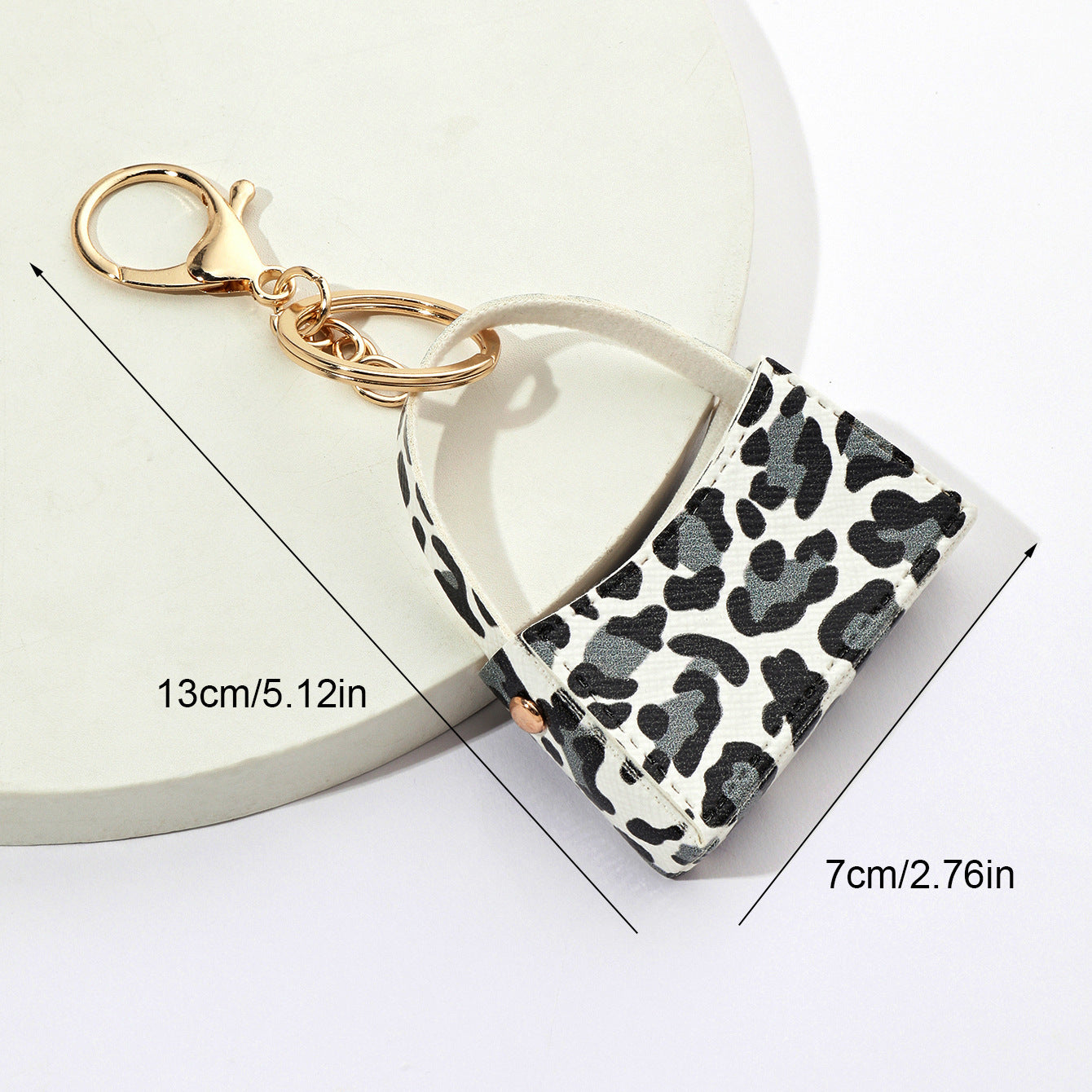 Wholesale Leopard Print Small Curved Bag PU Leather Coin Purse Keychain Pendants ACC-KC-XTZ010