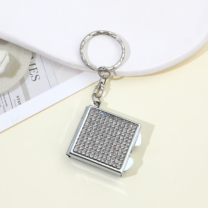 Wholesale Rhinestone Mini Portable Makeup Mirror Keychain ACC-KC-ZhiYa019