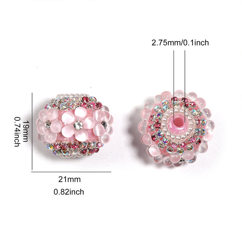 Wholesale 10pcs Diamond Five-petal Flower Rhinestone Chain Diamond Ball Beads Diy Jewelry Accessories ACC-BDS-BLG039
