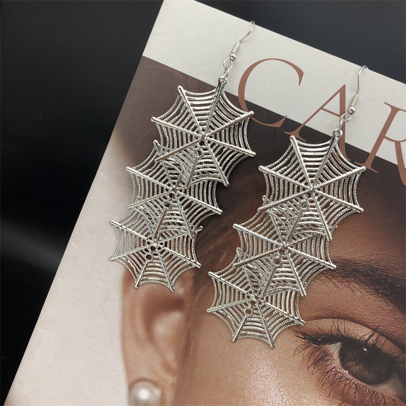 Wholesale Retro Exaggerated 8-sided Spider Web Earrings Statemente Earrings ACC-ES-FX049