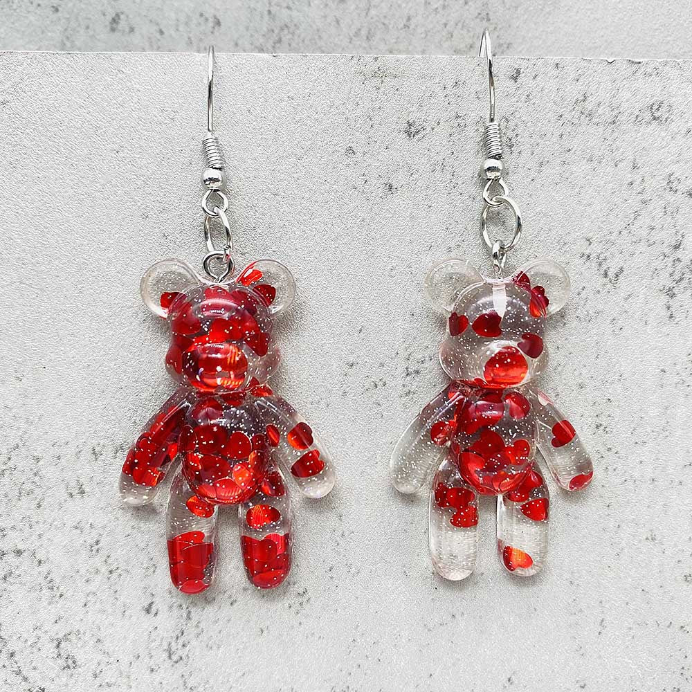 Wholesale 3D Bear Heart Resin Earrings ACC-ES-ChenY091