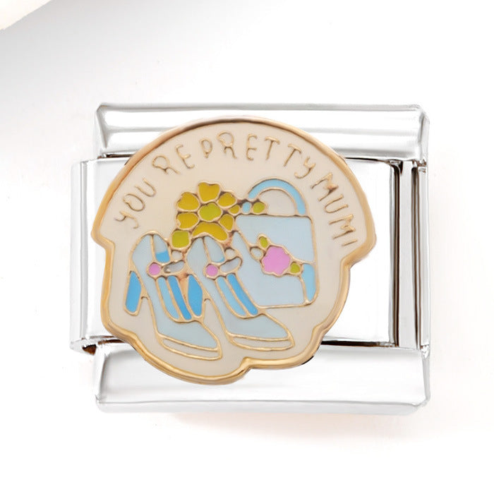 Wholesale Italian Charm Bracelet 9mm DIY Splicing Mother's Day Series Stainless Steel Composable Bracelet