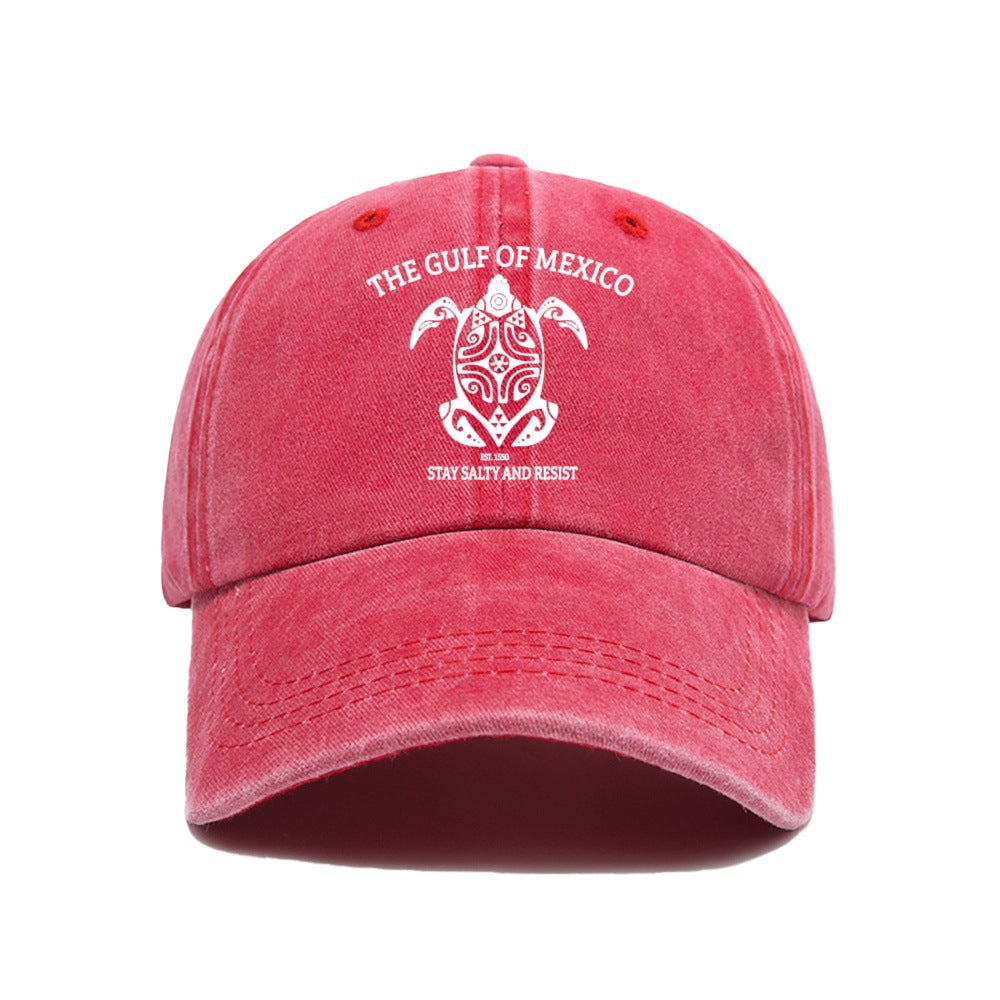 Wholesale Washed cotton printed distressed baseball cap